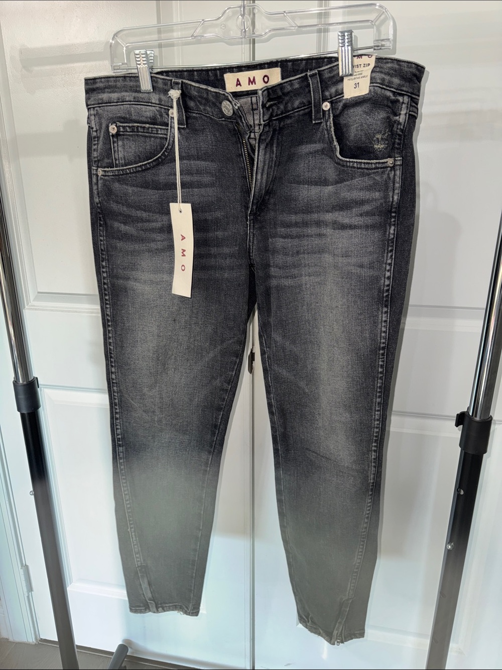 AMO Black Washed High-Rise Skinny Jeans